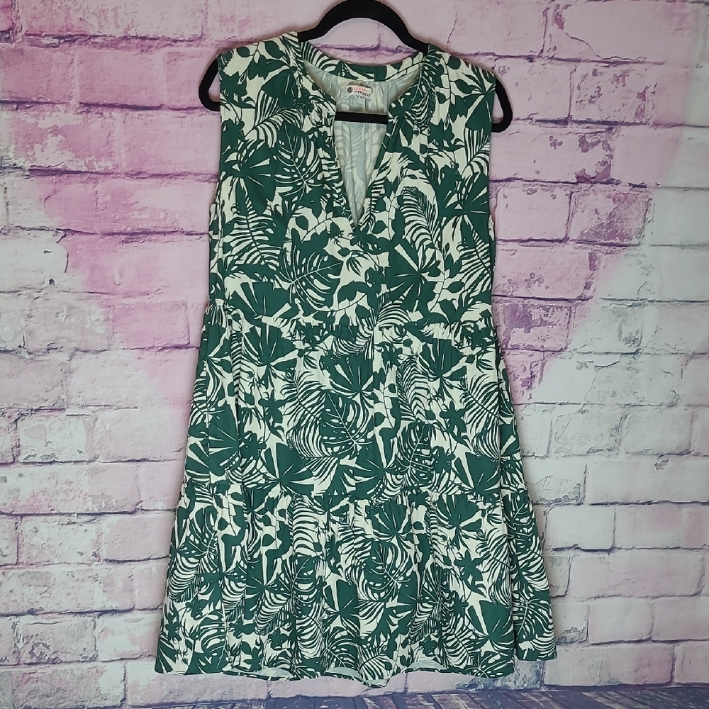 SUNDRY FOR EVEREVE BOTANICAL LEAF PRINTED TANK DRESS 2 MEDIUM TRAVEL RESORT